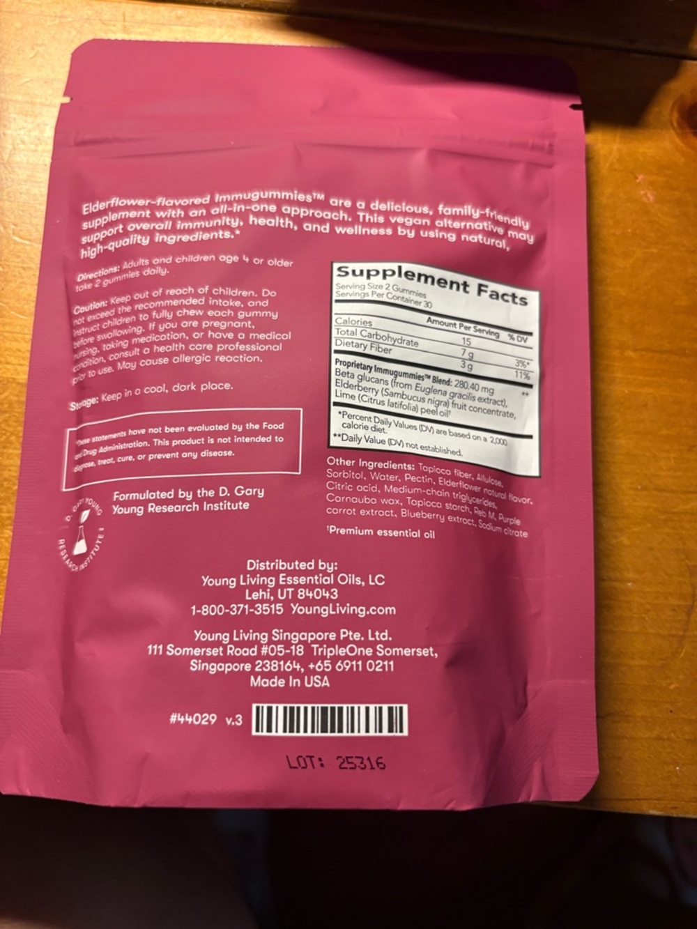 Young Living Immugummies Elderflower - Bright Pink Resealable Pouch